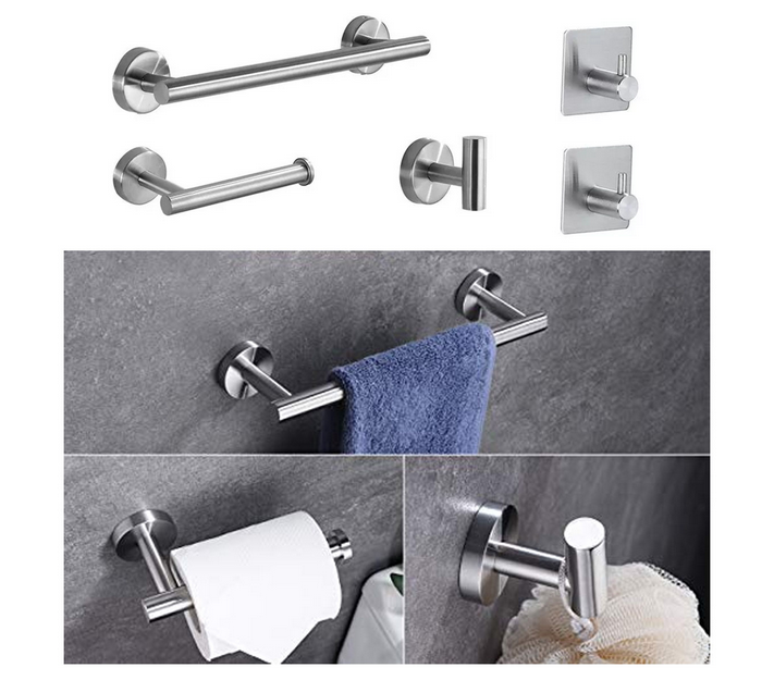 Set De 5 Accesorios De Baño Acero Inoxid